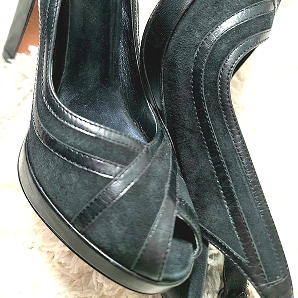 Cole Haan Leather Suede Peep-Toe Slingback Pumps Size 7.5 B - Picture 3 of 9